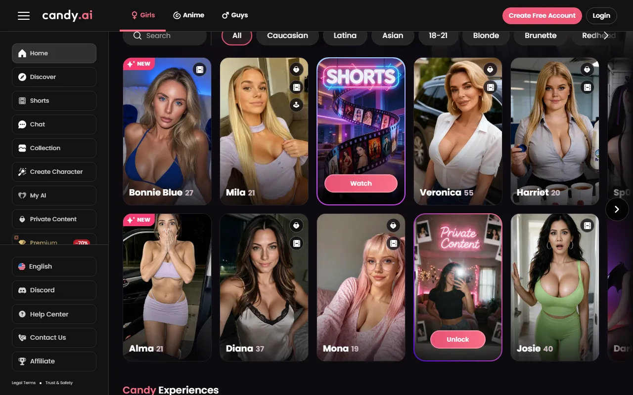 Candy AI landing page
