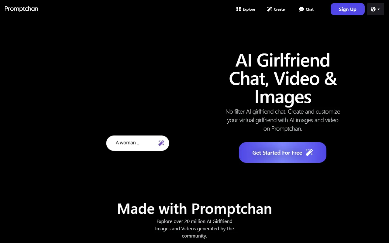 Promptchan landing page